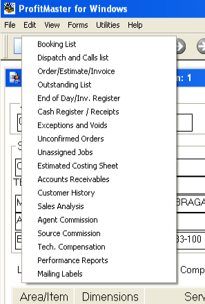 ProfitMaster - Job's Reports Menu ProfitMaster - Jobs' Reports Menu.